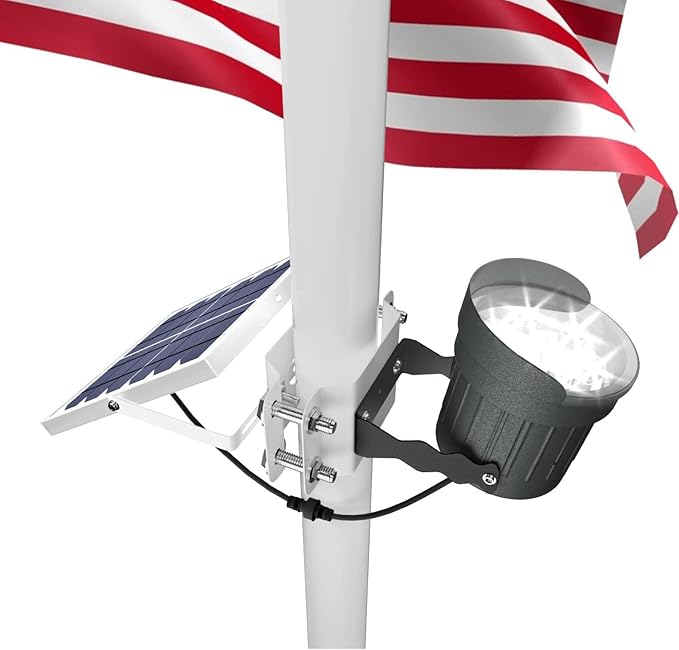 Ofuray Solar Flag Pole Light 3In1 Design, Brightest Flag Pole Light Solar Powered, 2 Brightness American Flag Coverage Led...