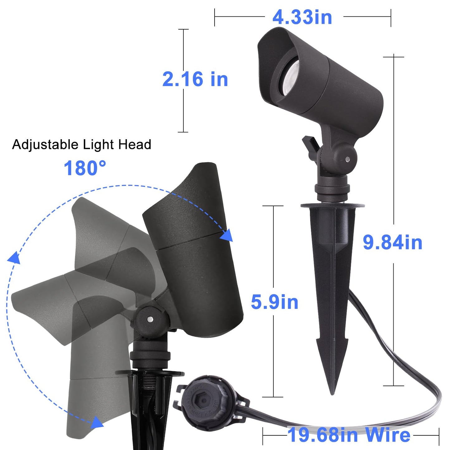 E ENERGETIC LIGHTING LED Landscape Lights, 12V, Warm White 3000K, 4W, 175LM, Aluminum, 10 Pack