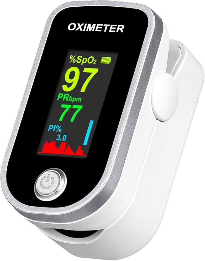 Pulse Oximeter Fingertip - Oxygen Meter Finger Pulse Oximeter - Blood Oxygen Saturation Monitor with Heart Rate and Fast S...