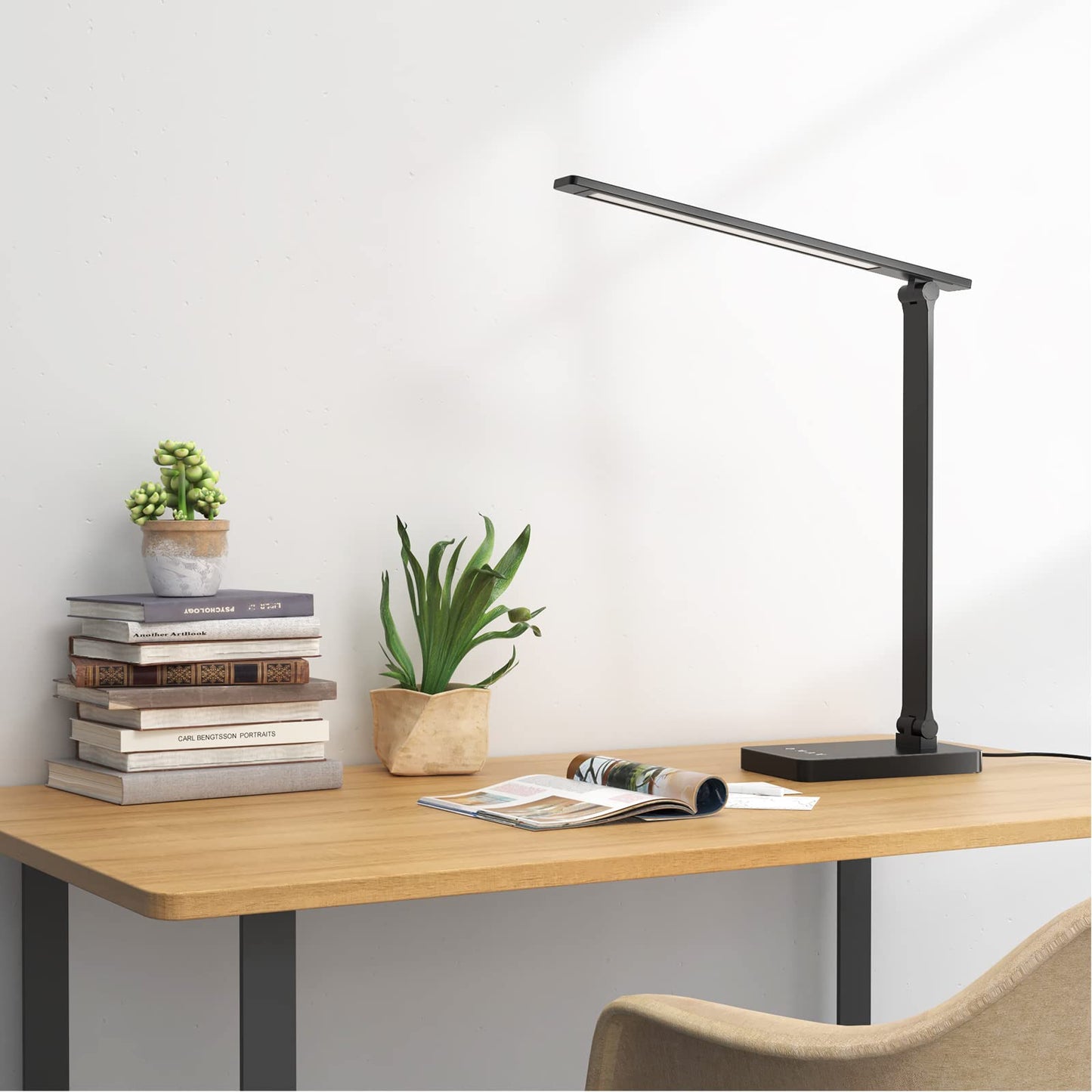 Lepro LED Desk Lamp Touch Control, Dimmable, 3 Color Modes, 5 Brightness Levels, Aluminum, Black