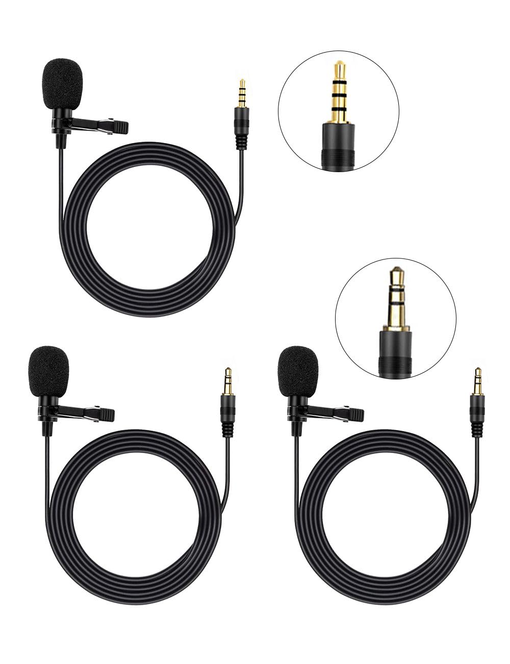 Huacam Lavalier Clip On Microphone, Portable Lav Mic For Android Smartphone Camera Podcast Laptop, Hands Free Recording Mic For