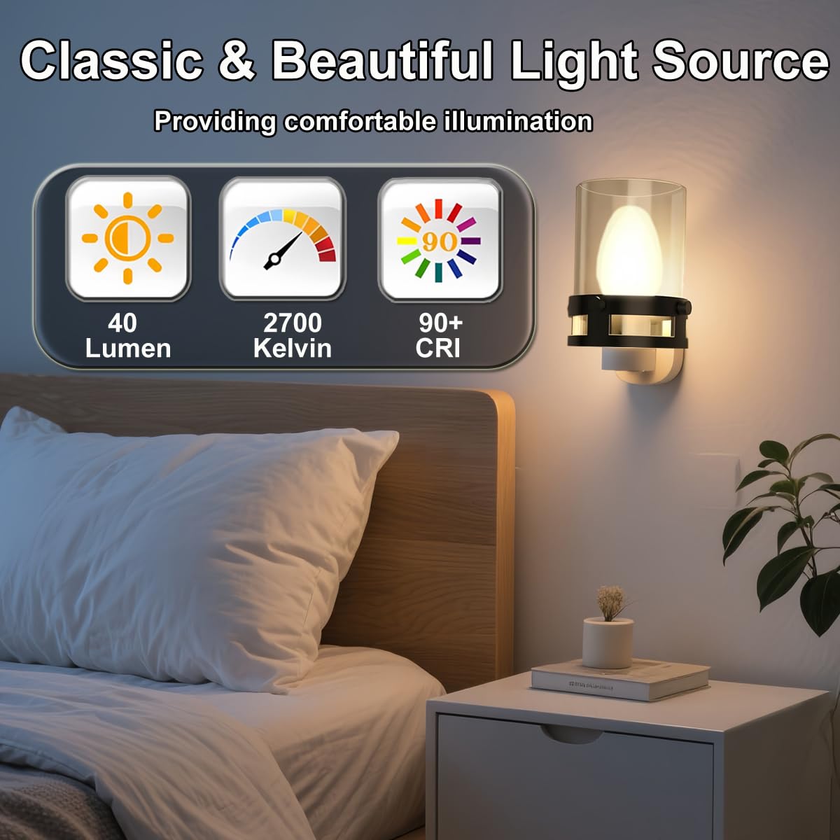 ZwwYvv Night Light Bulbs,E12 Candelabra Base,4 Watt/C7/120V Decorative Bulb,Warm White,6 Pack