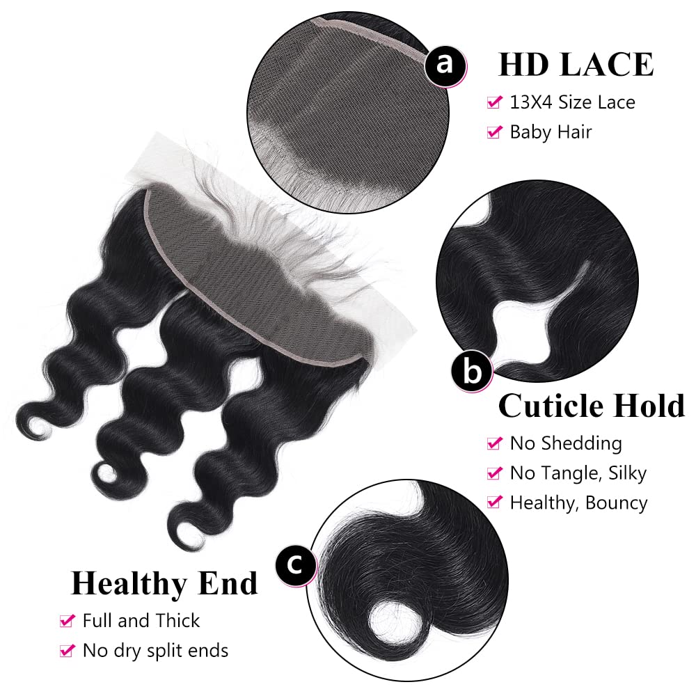 13x4 Ear to Ear Transparent HD Lace Frontal Closure 12A Unprocessed Brazilian Virgin Body Wave Human Hair Frontal 150% Density 1