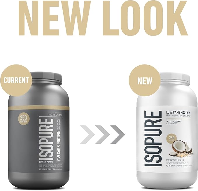 Isopure Low Carb 100% Pure Whey Isolate Protein Powder, Lactose Free, Gluten Free, With Vitamins, Toasted Coconut, 25g Protein Per Serving, 3 Lbs, 42 Servings