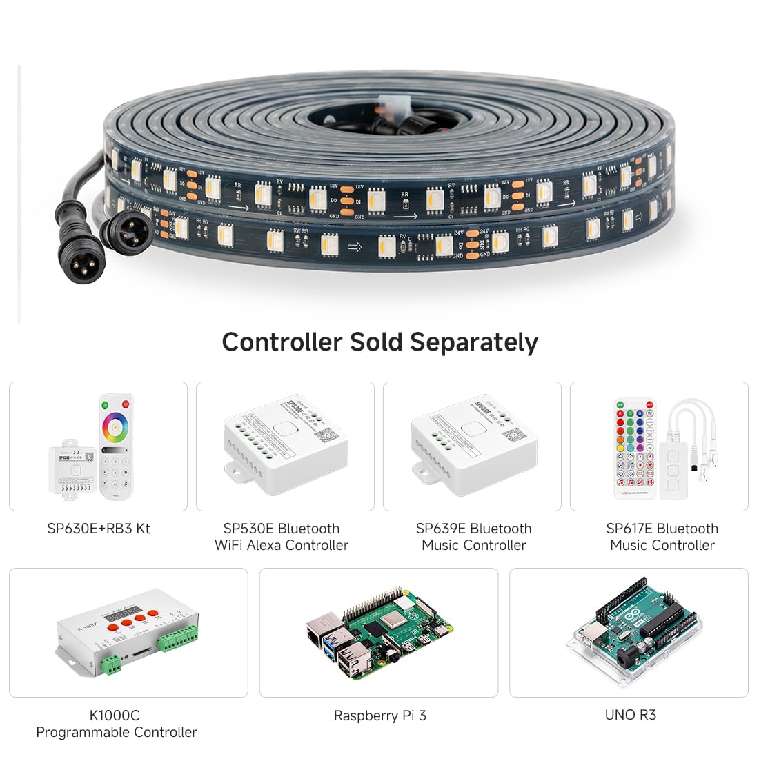 Btf-Lighting Ip68 Waterproof Outdoor Ws2814 Rgbw Ic Led Strip Rgb+Cool White(6000K)Addressable Dream Color 5050Smd Light Dc24V 16.4Ft 60Leds/M 10Pixels/M Can Work Under Water(No Adapter Or Controller)