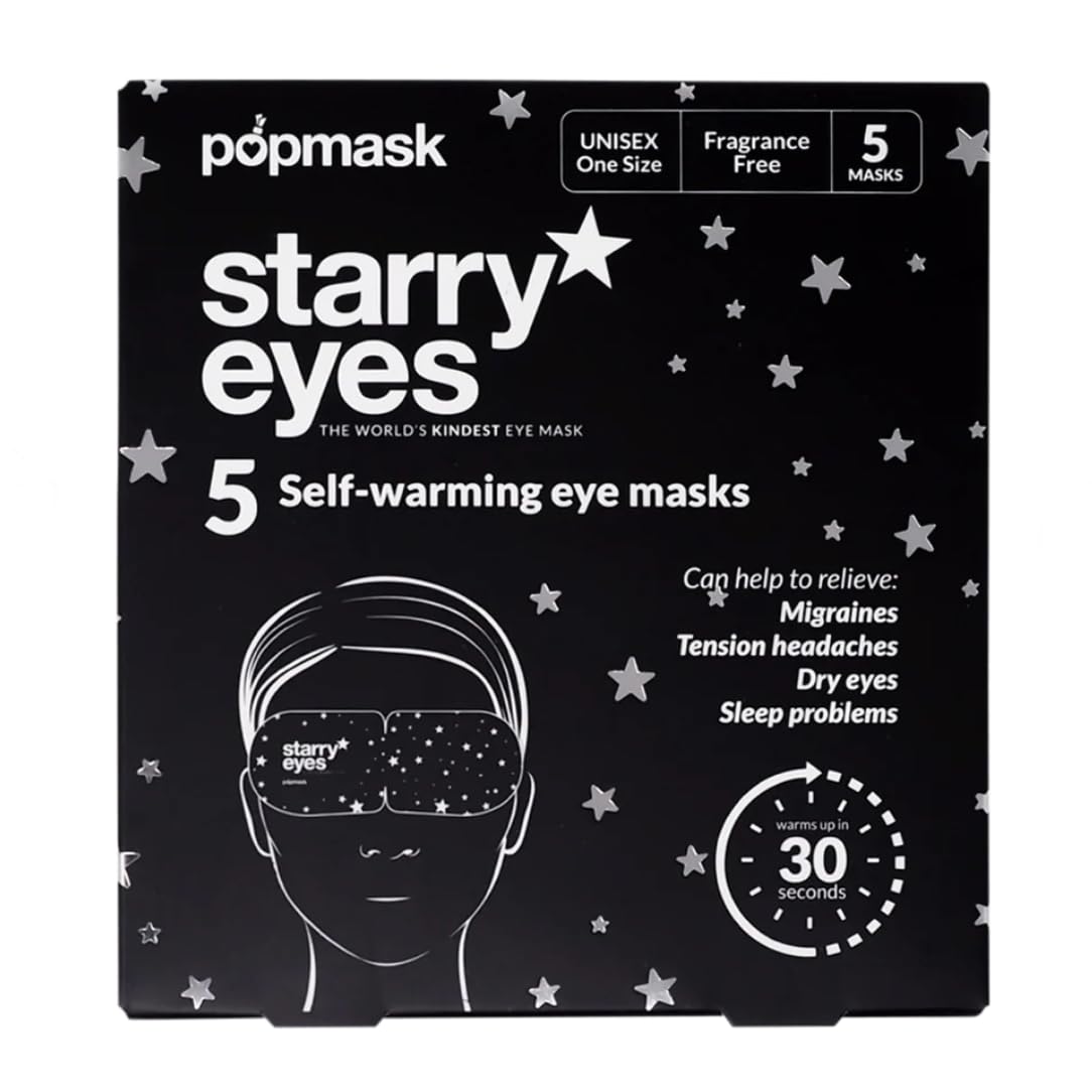 POPBAND Popmask Starry Eyes Self-Heating Eye Masks, Fragrance Free, Natural Heat Relief for Migraines, Headaches, Allergies, and Dry Eyes, 3 Individually Packaged Eye Masks