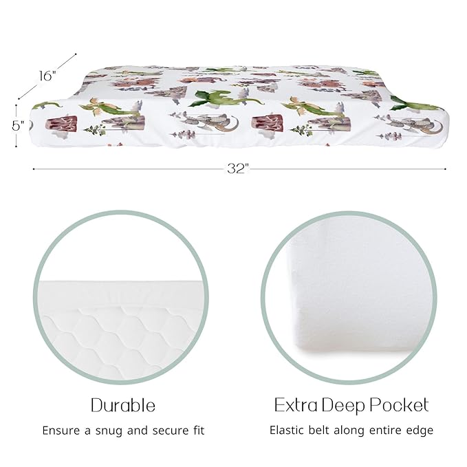 HawSkgFub Watercolor Dragons Fairy Tale Changing Pad Cover for Baby Girls, Animal Mountain Dragon Lover Diaper Change Table Covers, Soft Stretchy Safe Snug Fitted Changing Mat Sheets Fit 32"/34" x 16"