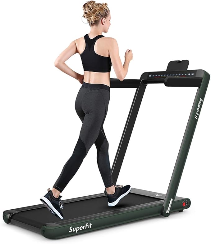 GYMAX Walking Pad, 2.25HP Dual Display Foldable Treadmill for Home with Remote/Smart App Control, Portable Compact Treadmi...