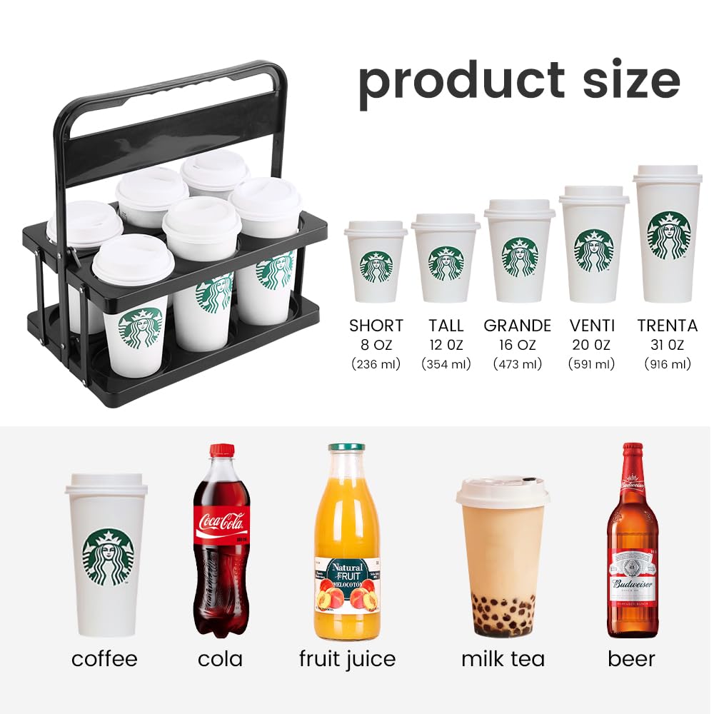musbus Portable Drink Carrier Suitable for Food Delivery Drivers Accessories, Reusable Cup Holder Carrier with Handle,Perfect for Plastic Drink Holder take Out Cup Carriers for delivery