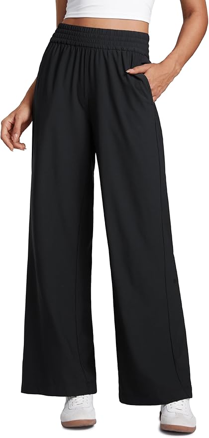 CRZ YOGA Lightweight Drapey Wide Leg Casual Pants for Women 30" - Flowy Travel Work Loose Fit Summer