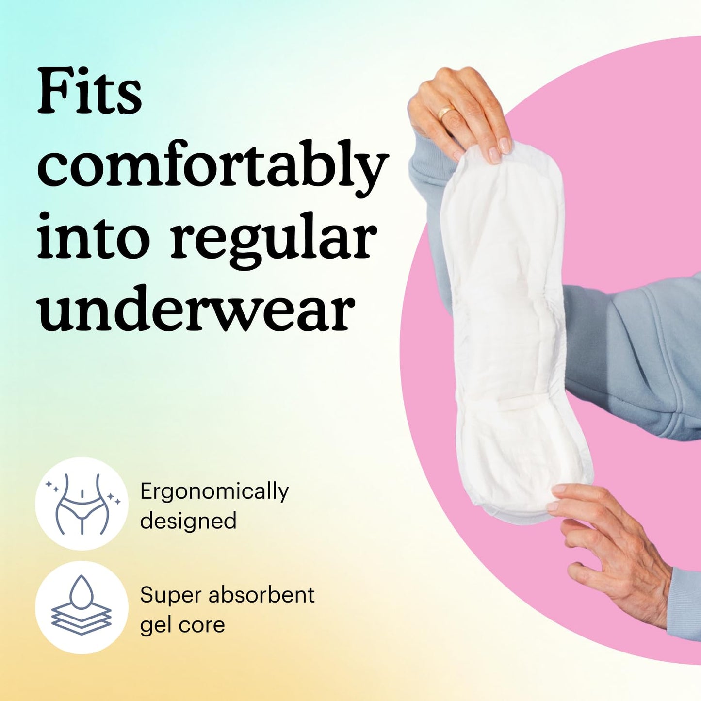 Because Incontinence Pads for Women – Moderate Absorbency for Light Daily Leaks, Slim & Comfortable Liners, Individually Wrapped, 120 Count, New Version