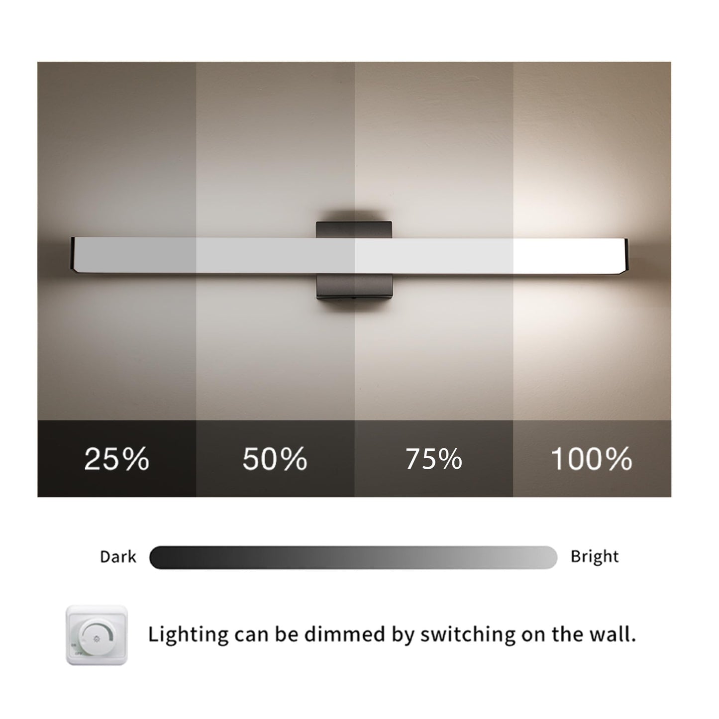 YHTlaeh Bathroom Vanity Light Brushed Black LED 31.5in 24W 4000K Dimmable Wall Bar Lighting Fixture