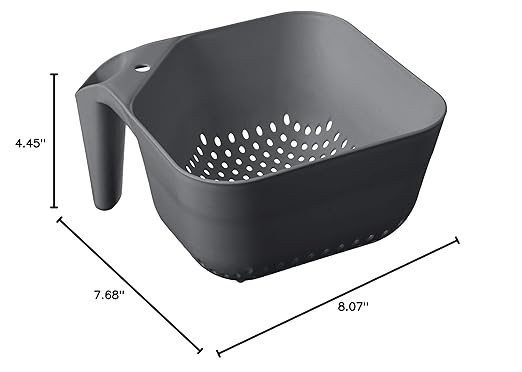 Tovolo Tovolo 3 Quart Colander BPA Free Food Safe Plastic Strainer with Handle Heavy Duty Heat Resistant Pasta and Veggies Kitchen Drainer Steam Basket Dishwasher Safe, Charcoal Gray