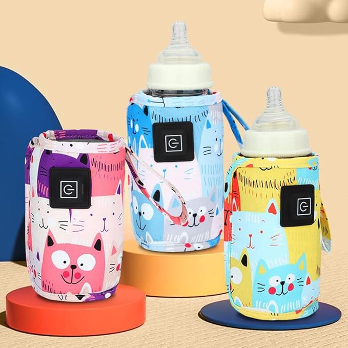 Portable Bottle Warmer,Adjustable 3 Temperature USB Travel Milk Heat Keeper Baby Bottle Heater Warming Bag Milk Heater Cover Bottle Warmer Insulation Bag,Blue