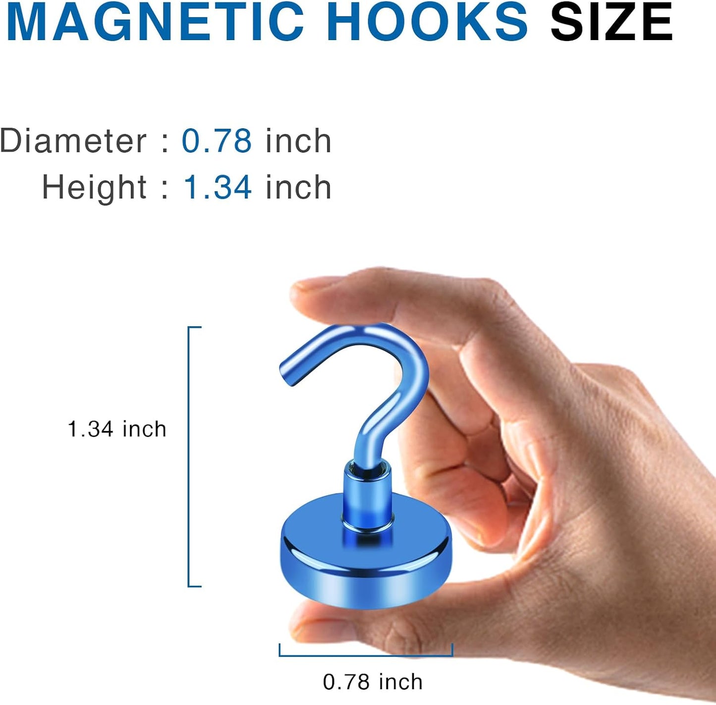 LOVIMAG Cruise Essentials, 50Lbs Blue Magnet Hooks for Cruise Cabin, Strong Magnetic Hooks for Hanging, Refrigerator, Celling,Grill, Kitchen, Classroom- 4 Pack