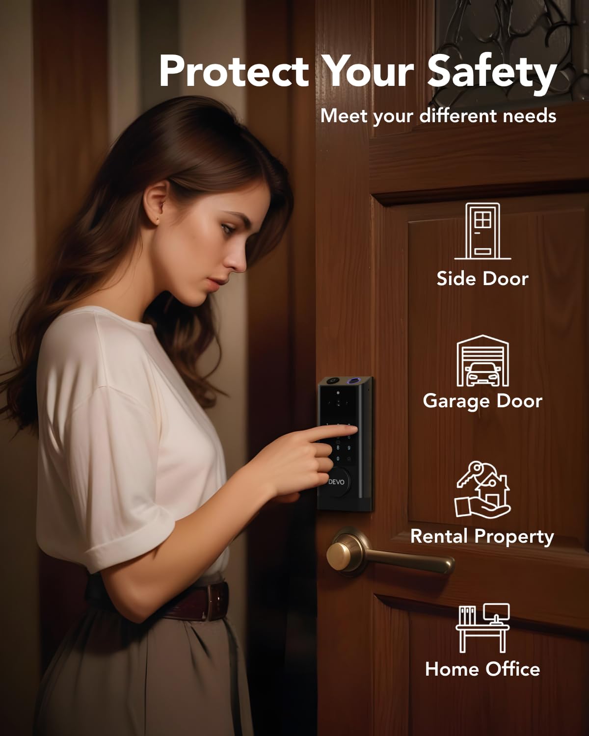 Devo G1 Video Smart Lock with Camera&Doorbell,App Remote Door Lock 6-in-1 Keyless Entry,Fingerprint ID,Auto Locks,Built-in Wi-Fi Smart Deadbolt for Front Door,Easy Install,Waterproof,BHMA Grade 3