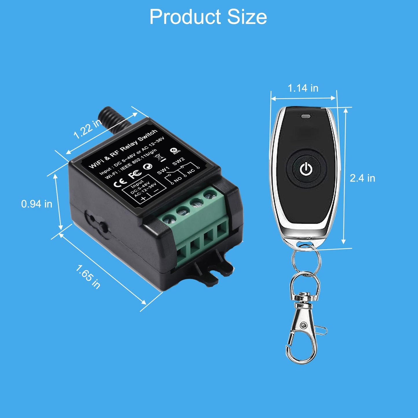 idealWIN Wireless Remote Switch - Remote + App Dual Control for Door Systems,Electric Locks | for Light Switch,Electric Strike Lock, Electric Magnetic Lock,Electric Bolt Lock(Dry Contact Relay Switch)
