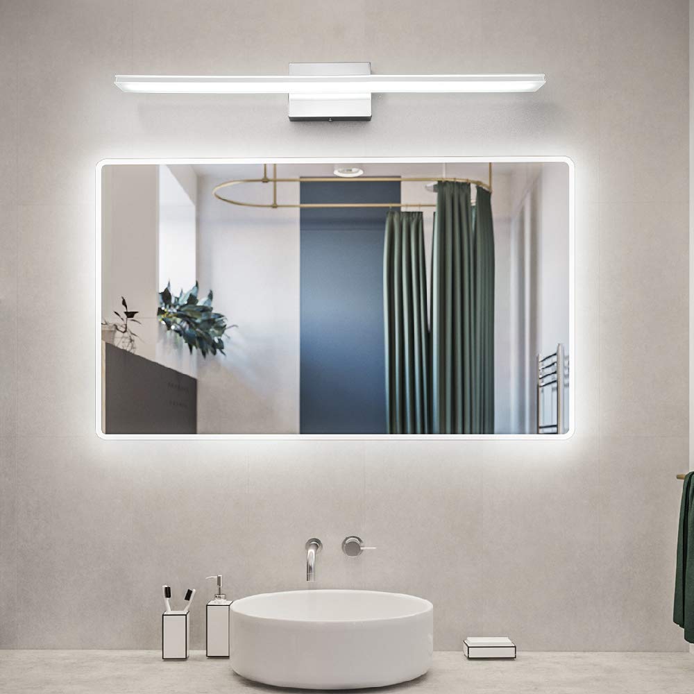Brivolart Modern Vanity Light Bar 16W Chrome 32 Metal Led Fixture For Bathroom & Bedroom, Model 6420, 6000K