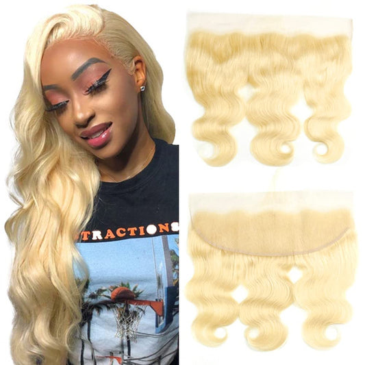 613 Frontal 13x4 Transparent HD Lace Frontal Closure Ear To Ear Body Wave Blonde 12A 100% Russian Platinum Blonde Virgin Remy Hu