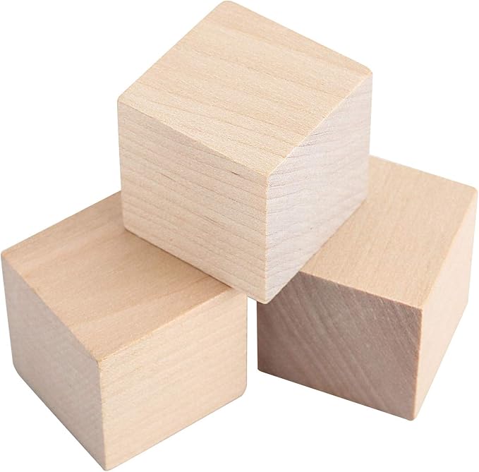 ZOENHOU 200 PCS 1 Inch Wooden Blocks, Premium Natural Solid Wood Cube Unfinished Wooden Block Set for Painting Decorating Crafting DIY Projects