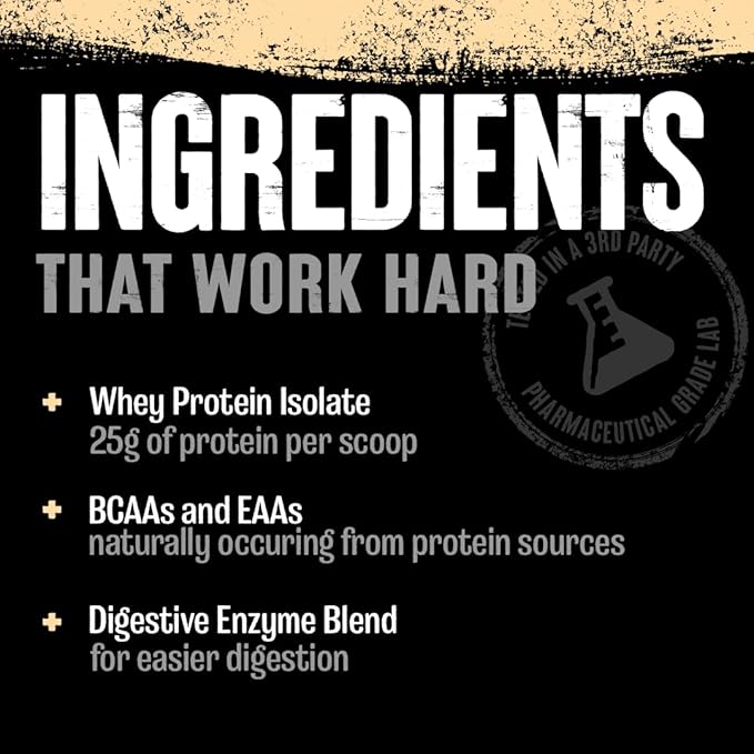 Animal Whey Isolate Protein Powder - Loaded for Pre & Post Workout Muscle Builder and Recovery with Digestive Enzymes for Men & Women - 25g Protein, Great Taste, Low Sugar - Brownie Batter 2 lbs