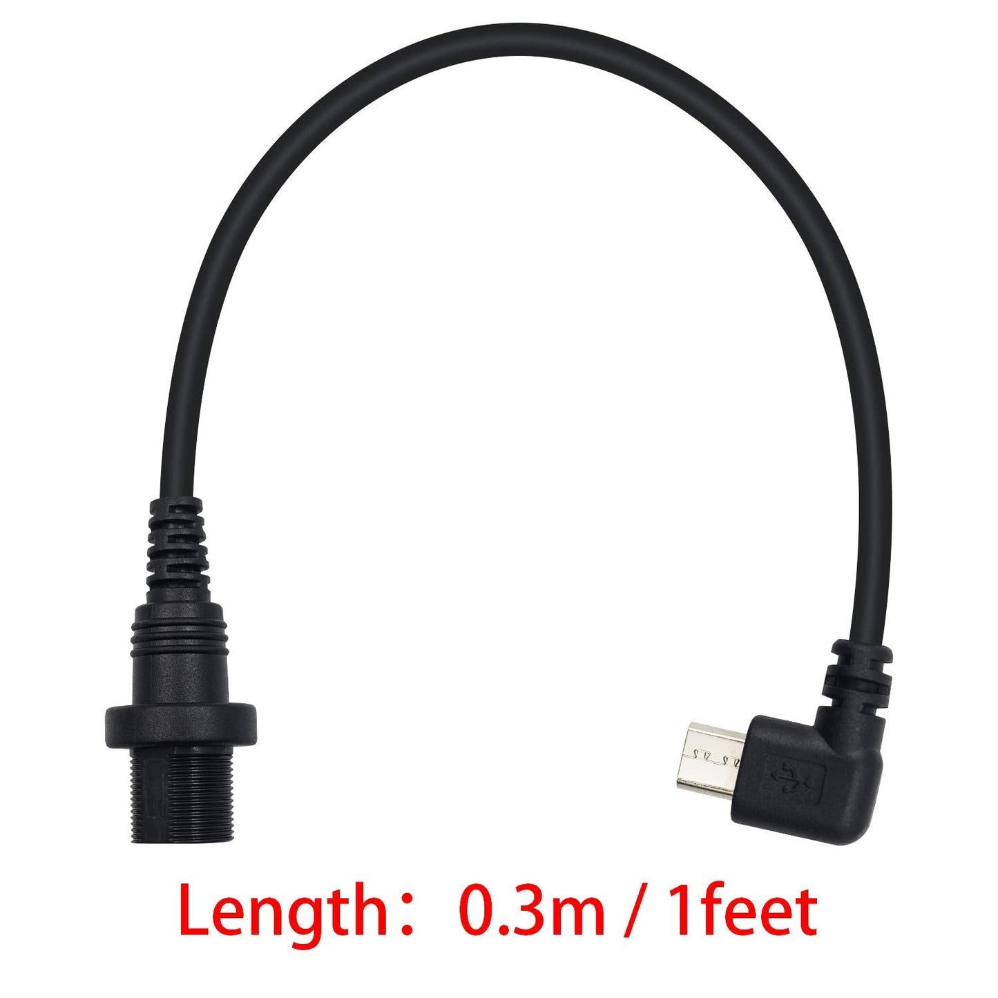 Duttek Micro Usb Panel Mount Cable, Left Angled 90 Degree Micro Usb Mount Extension Dash Flush Cable Male To Female For Car, Boa