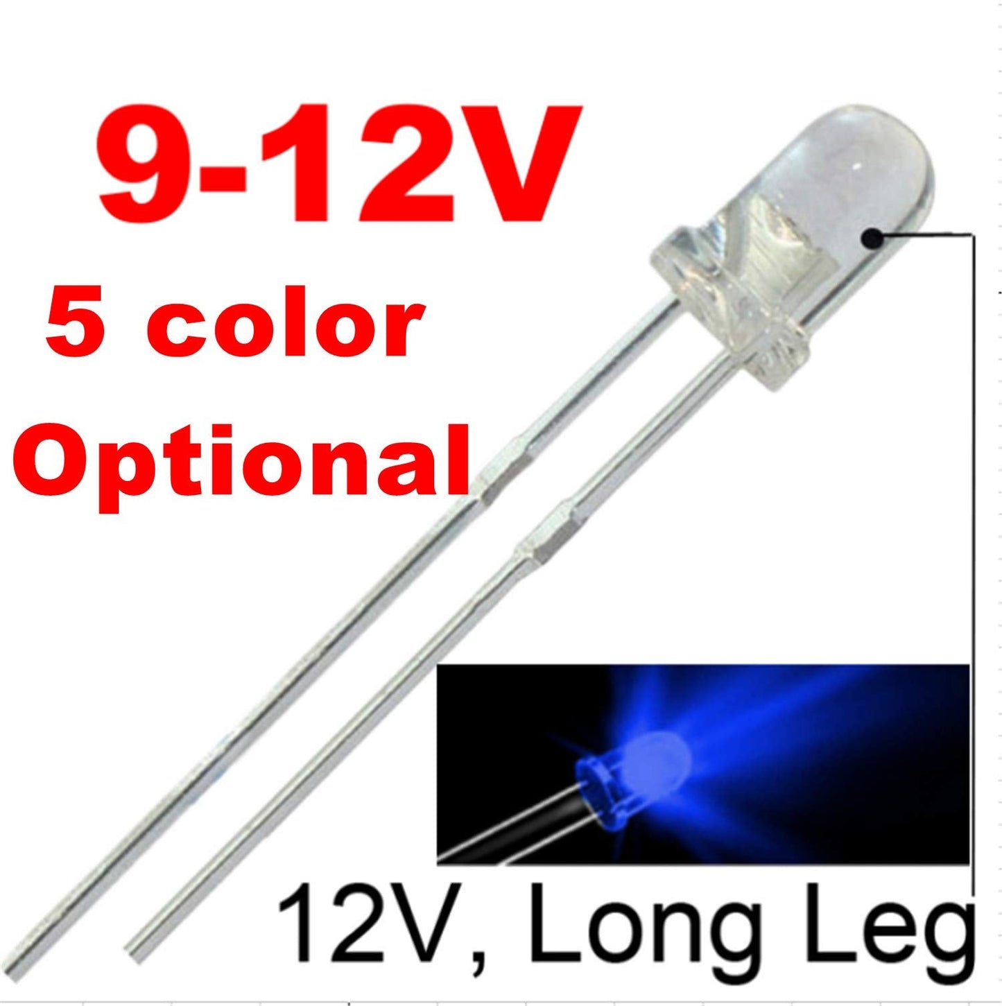 Bowerful 100pcs LED Lights 12V 3mm Blue Gauge Cluster Emitting Diodes