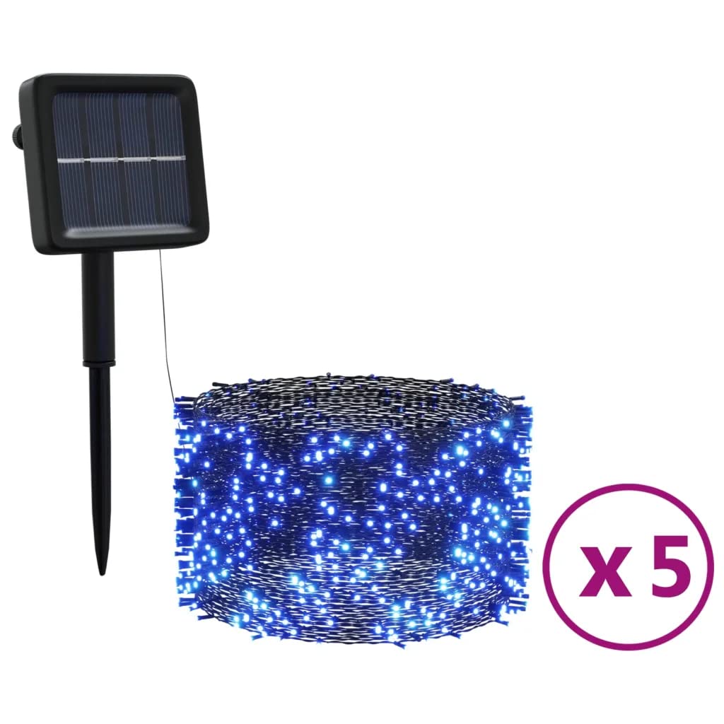 vidaXL Solar-Powered Fairy String Lights, 200 LEDs, Blue Light, 8 Lighting Modes, Indoor/Outdoor Use, Model 328953