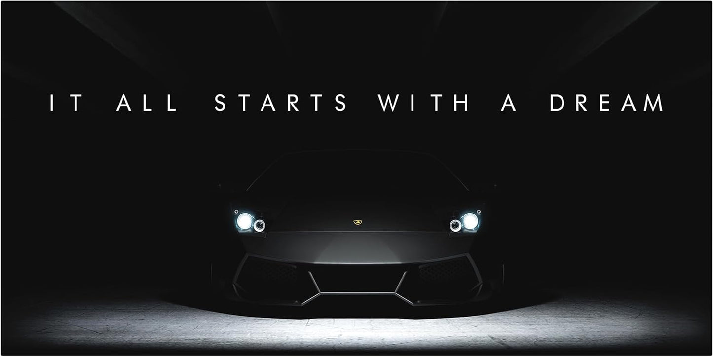 Motivational Wall Art for Office, Super Car Art Canvas, Inspirational Automotive Decor for Lamborghini Sportscar Lovers, Motivational Wall Decor for Office and Home, Inspiring Car Poster (8 x 8 in)