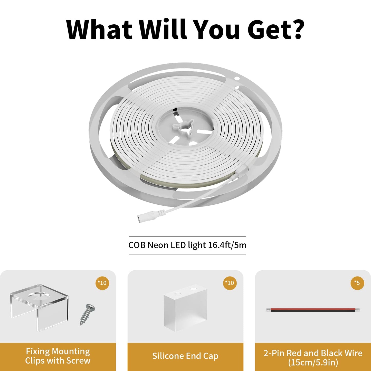 Pautix Cob Led Strip Neon Rope Light 16.4Ft, 4000K White, Ip67 Waterproof, 504 Leds/M, Silicone, Model Snw504W24-Cob