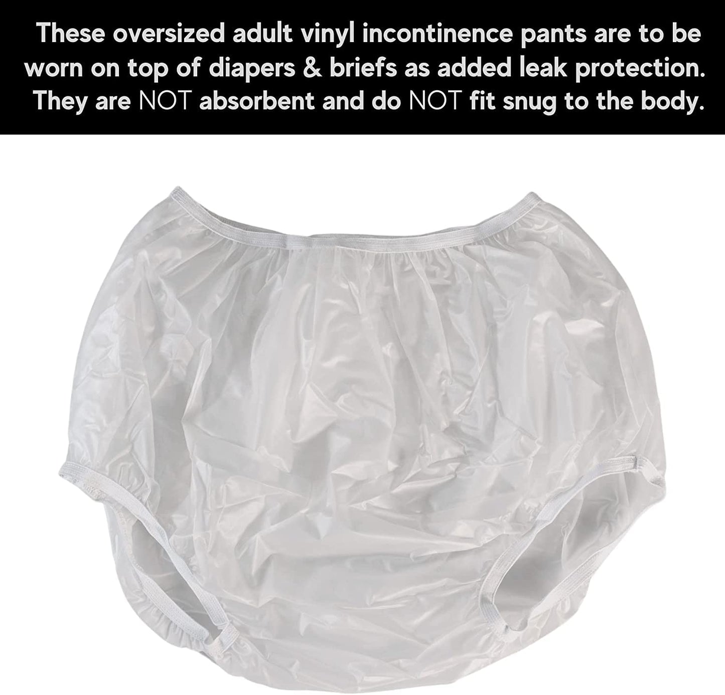 Adult Vinyl Waterproof Pull-On-Cover Incontinence Pants (This is not a Diaper) Extra Oversized Waterproof Underwear Protection to GO ON TOP of/Together with Diapers & Briefs as a Added Leak Resistance