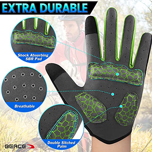 BEACE Cycling Gloves for Men Women - Full Finger Mountain Bike Gloves With Touch Screen and Anti-Slip Silicone Palm - Work...