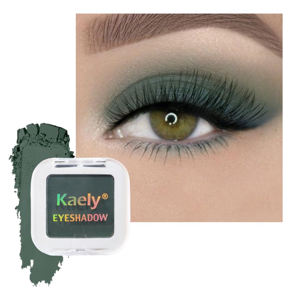 HHLTOH Buildable Matte Eyeshadow Makeup Palette Single - Forest Green Shades | Creamy Pressed Powder for Easy Blending | Mini Tr