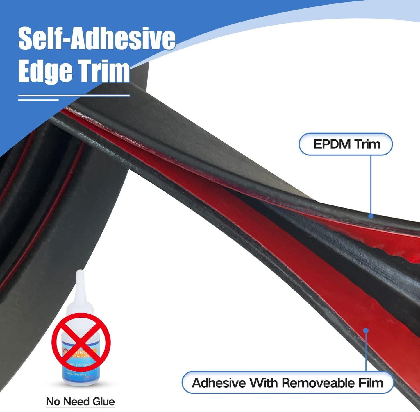 Rubber Edge Trim, Self-Adhesive Rubber Edge Trim, Edge Protector for Sheet Metal, EPDM Material, Fit 1/16"(1.6mm), Length 10Ft, Black Color, U Channel Edge Trim