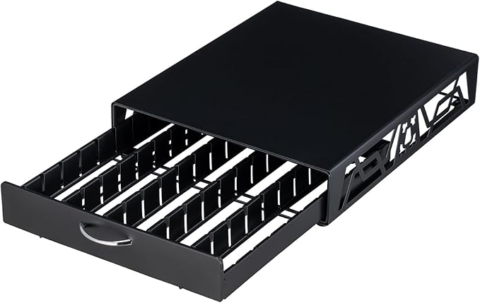 FlagShip Vertuo Pod Storage - Modern Black Metal Coffee Capsule Organizer & Space-Saving Pod Holder for Coffee Machines, Spacious 50 Vertuo Pods Capacity