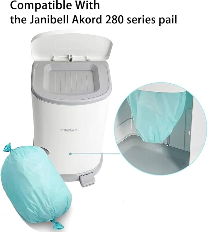 Adult Diaper Liner Refills, Compatible with Janibell Akord 280 Slim Model Pail, Odor-Seal Technology, Adult Diaper System, A Single Liner Pack Will Last Holds Up to 550 Diapers/Briefs, 4-Pack