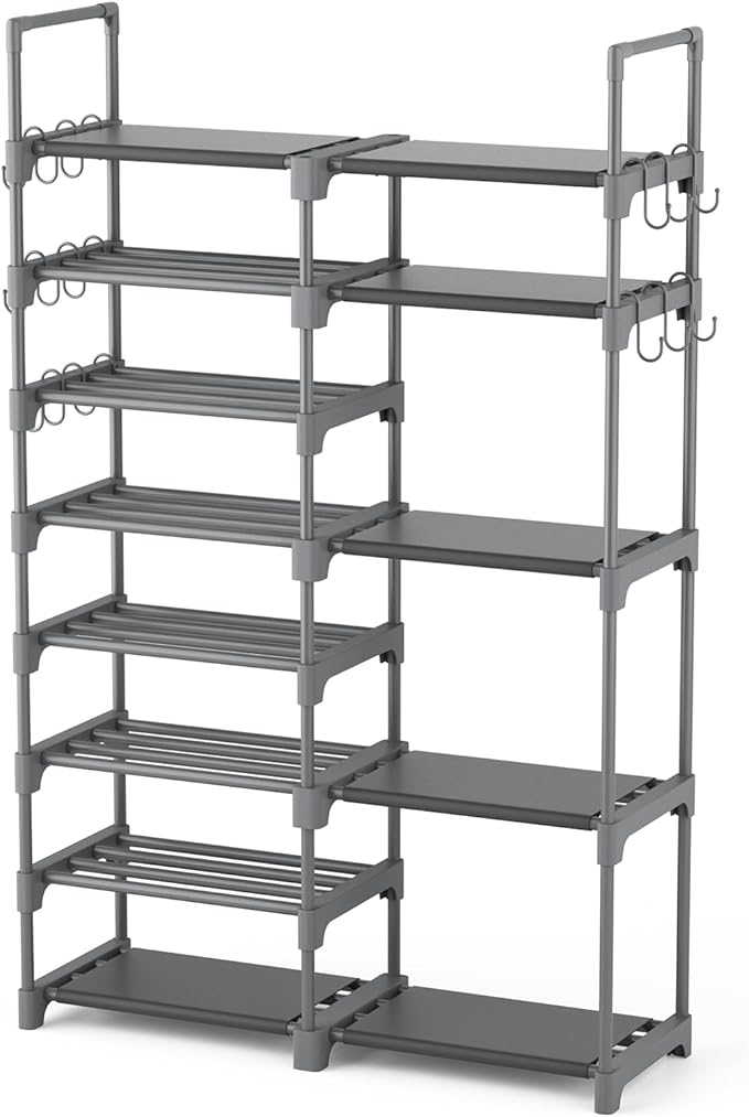 ROJASOP Shoe Rack, Shoe Storage Organizer for Closet Entryway Garage Bedroom, 8 Tier Tall Metal Shoe Shelf for 26-32 Pairs...