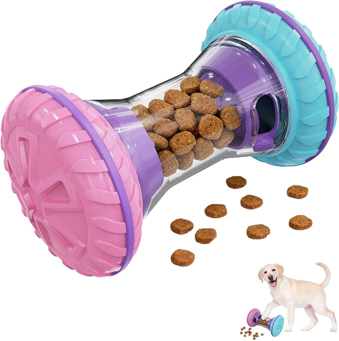 MateeyLife Interactive Dog Roller Puzzle Toy, Durable Dumbbell Dog Toys to Keep Them Busy | Adjustable Treat Dispensing Do...
