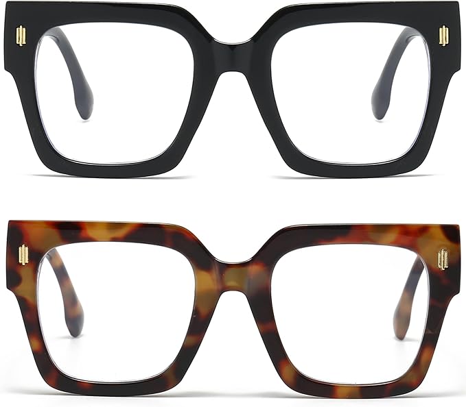 Breaksun Fashion Oversized Blue Light Blocking Glasses for Women Men Trendy Big Square Frame Computer Eyeglasses