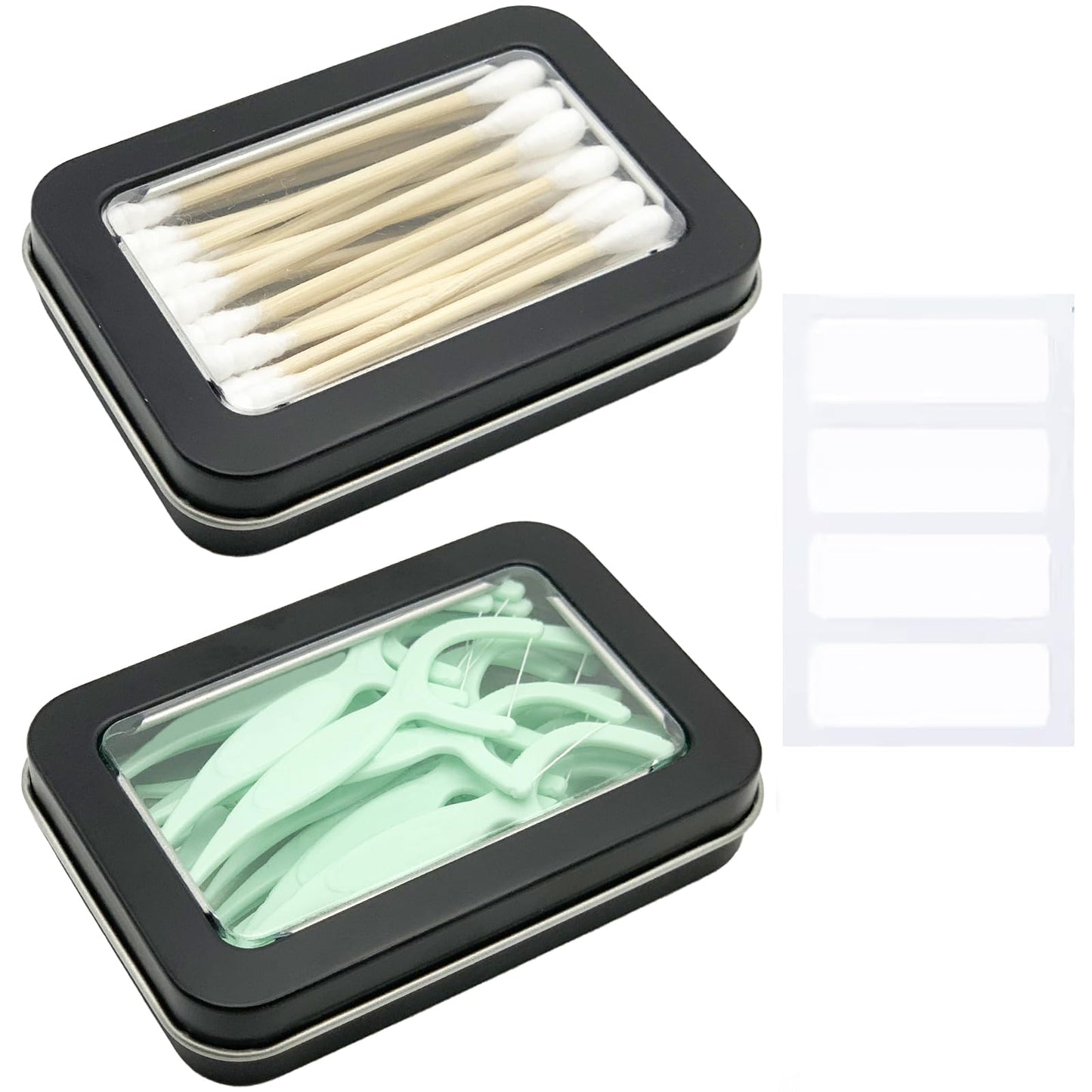 MatFirsmo Cotton Swab Holder for Travel, 2 Pcs Portable Small Dental Floss Holder Empty Metal Cotton Ball Holder, Travel Floss P
