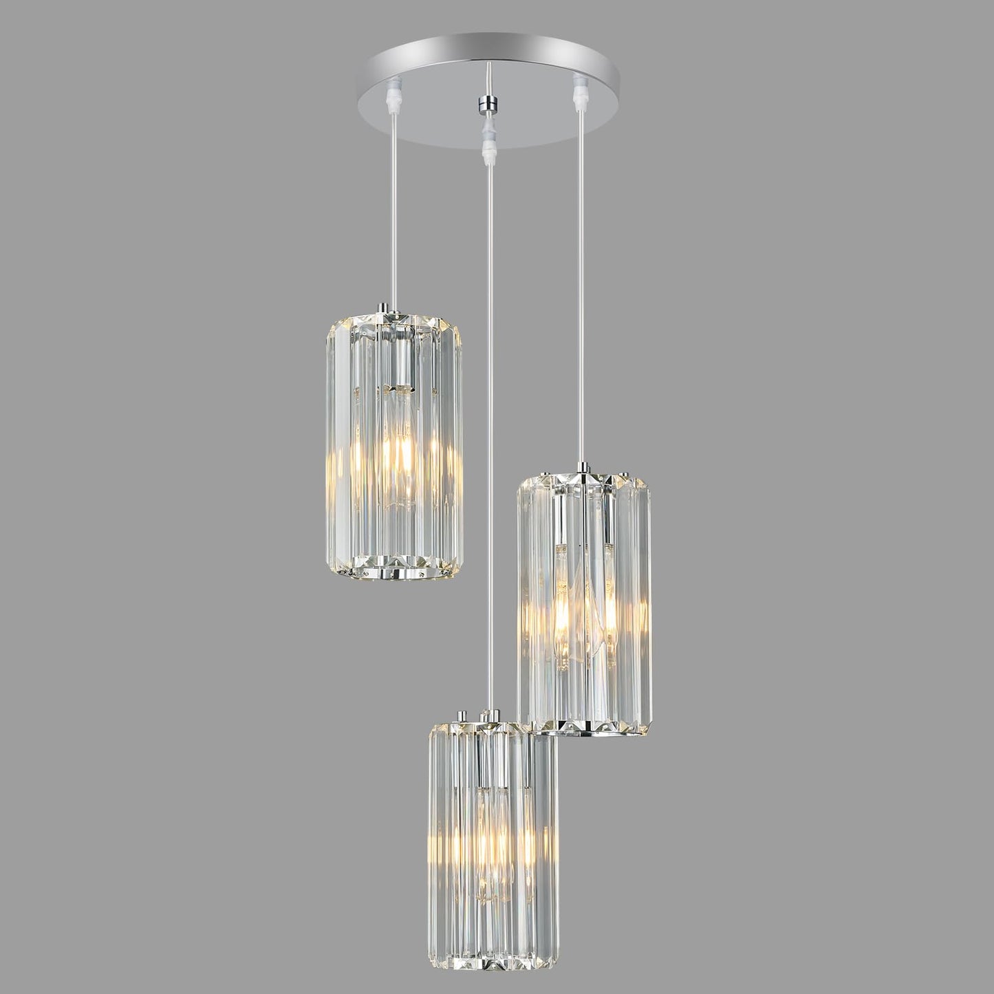 Zhllmq Chrome Pendant Lighting Modern Pendant Light  Mini Crystal Chandeliers Adjustable Pendant Light Fixture For Kitchen Island Dinning Room Corridor Bedroom(Gold 3-Light)