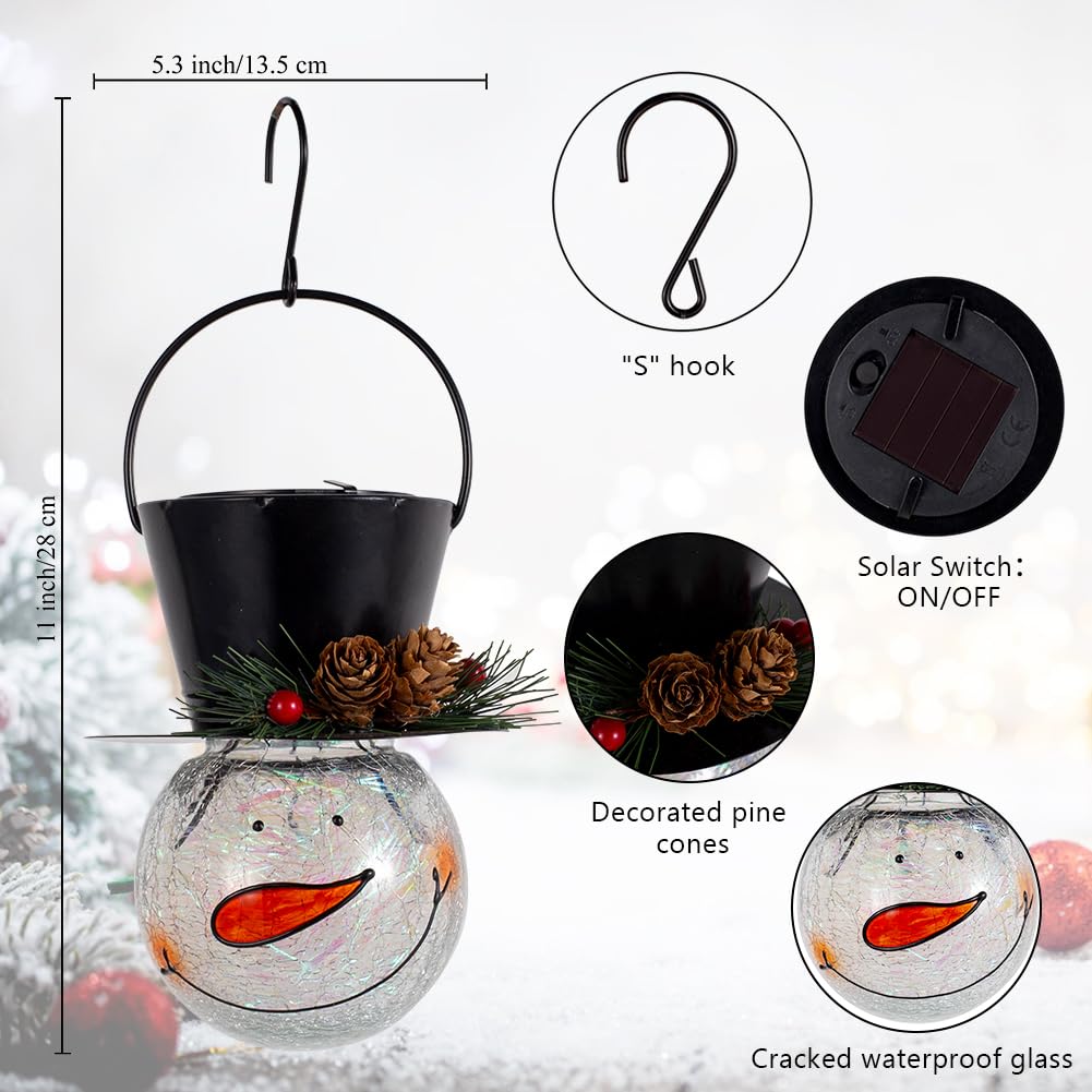 Starsoul Snowman Solar Lanterns  Christmas Outdoor Hanging Lantern Waterproof Decorative Snowman Lamps Decor For Garden  Patio  Yard  Porch  Xmas Holiday Party Decor (Pinecone)