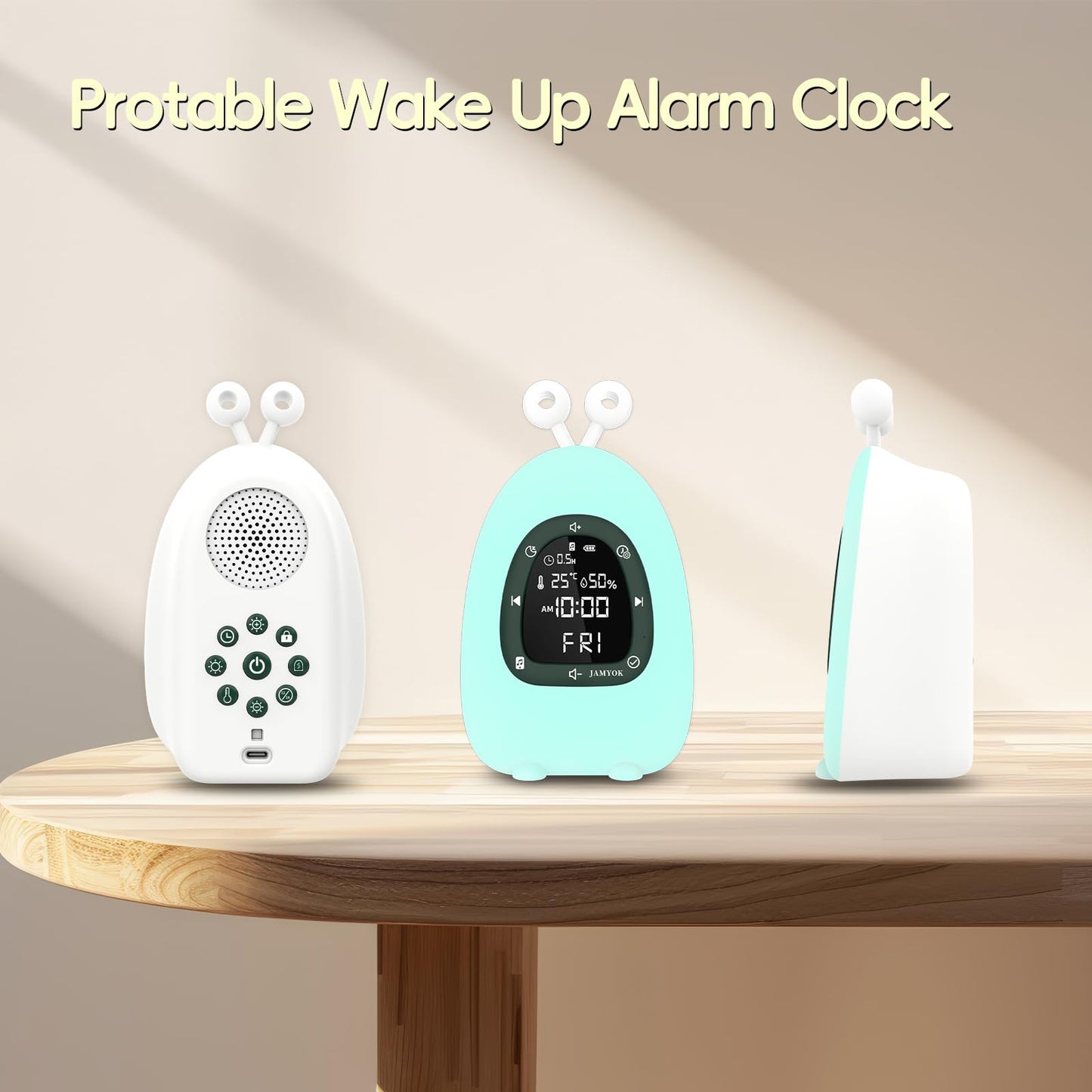 JAMYOK Sunrise Alarm Clock Wake Up Light, White Noise Sound Machine with 20 Soothing Sounds, 10 Night Lights, Bluetooth Speaker/App Control, Dimmable Clock for Baby Kids Adults Heavy Sleepers Bedrooms