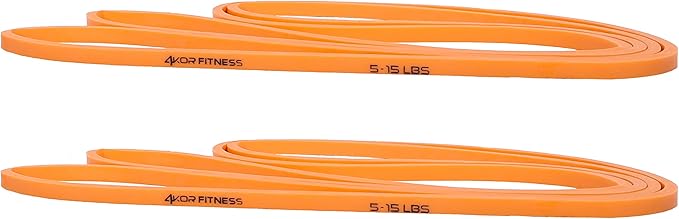 4KOR Fitness 41” Resistance Loop Band - Pair of 2 Orange Resistance Bands (5 to 15 Pounds - 0.25 inches Wide) for Mobilit...
