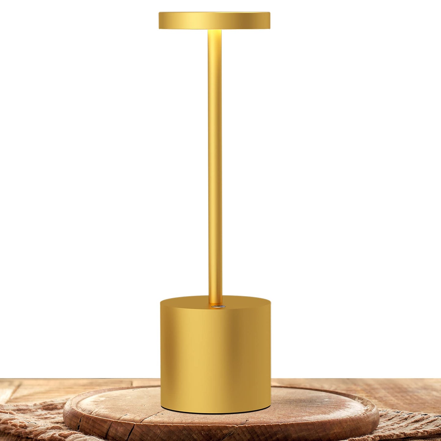 Tbbga Led Cordless Table Lamp - Portable Rechargeable, 2 Level Dimmable, Gold Aluminum, Ideal For Home Office/Outdoor Use