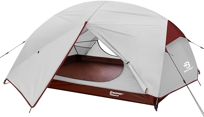 Bessport Camping Tent for 2-3 Person, Lightweight Backpacking Tent Waterproof Windproof Two Doors Easy Setup Double Layer Outdoor Tents for 3 to 4 Seasons, Suitable for Outdoor,Hiking,Camping