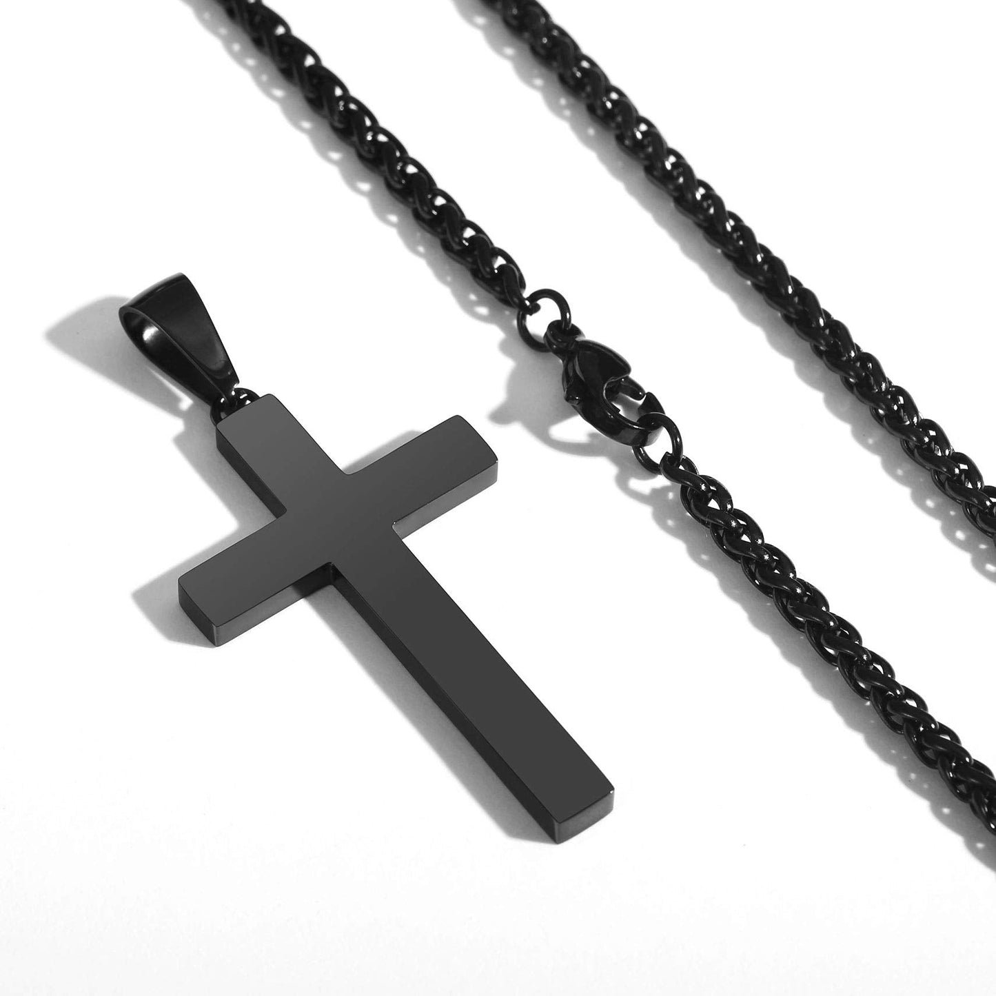 P. BLAKE Cross Necklace for Men, Stainless Steel Mens Cross Pendant Chain Christian Religious Jewelry Valentines Christmas Gifts