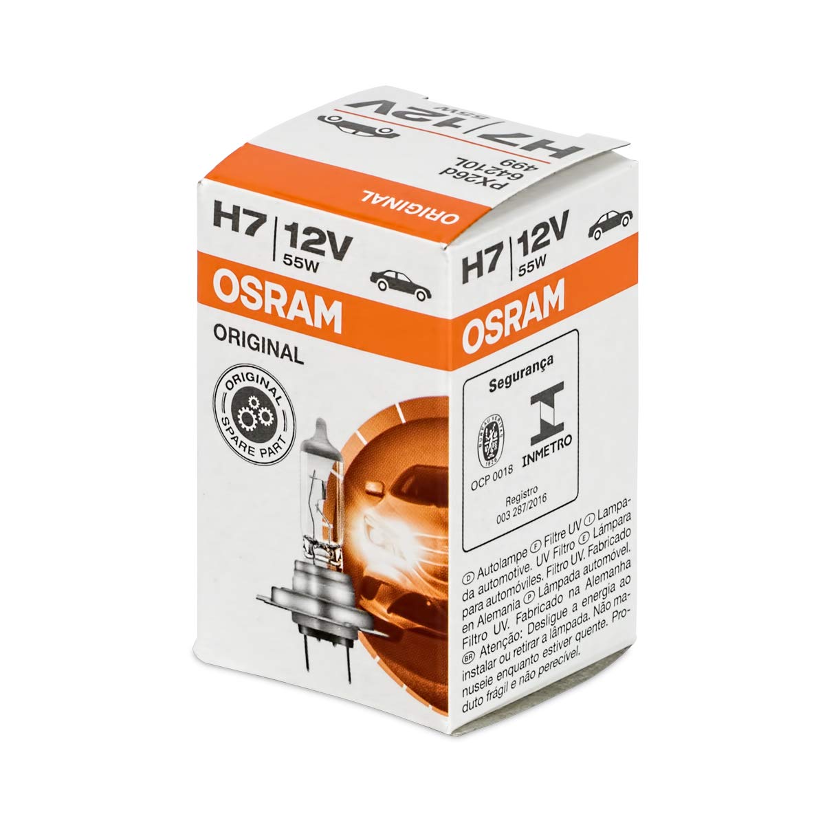 OSRAM H7 Headlight Bulbs 12V 55W Longlife Set of 10, Model 64210L, Silver