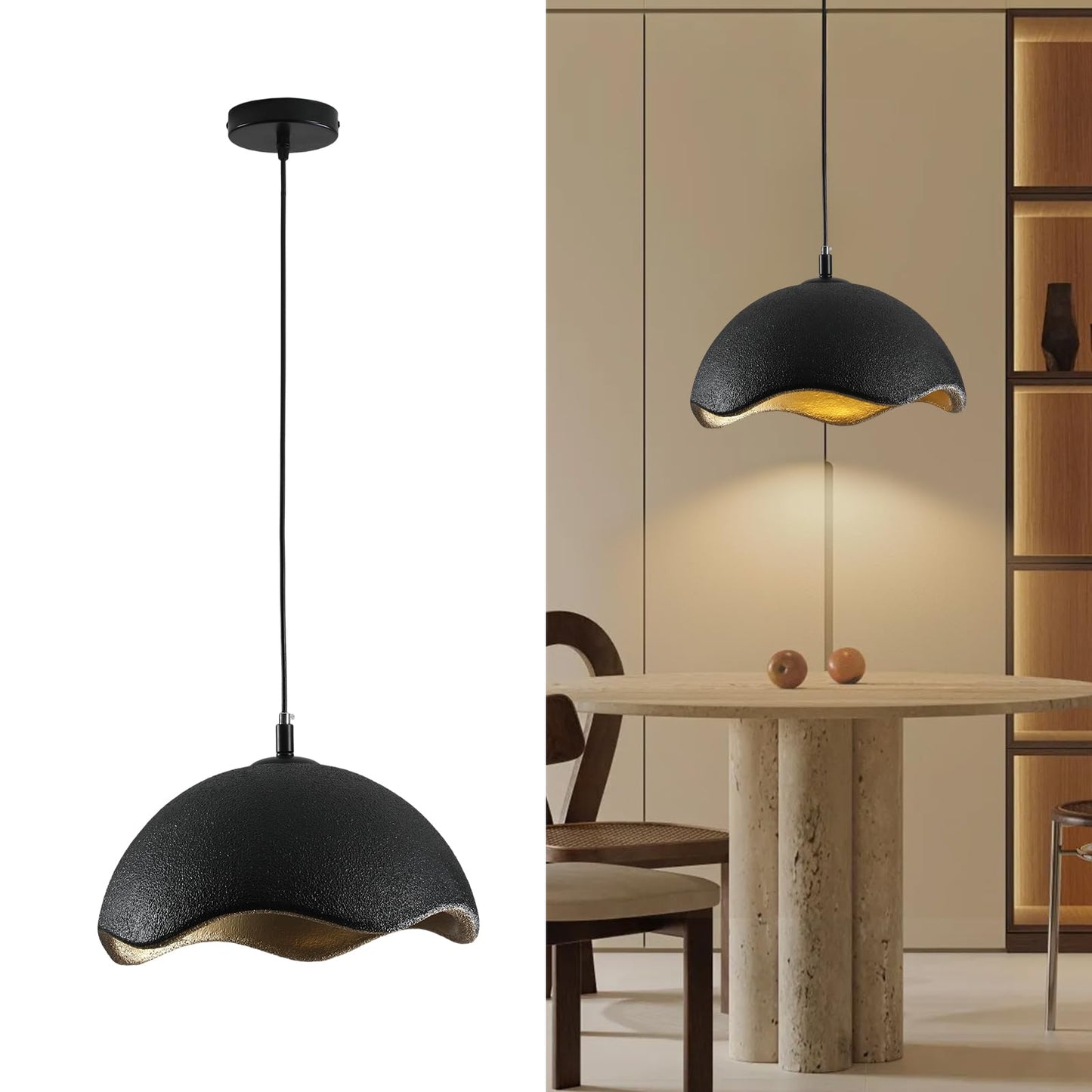 JAYMP 40cm Modern Pendant Light for Dining Room Kitchen Island Hanging Lamp E26 Base Japanese Wabi-Sabi Style Bird Nest Shape Li