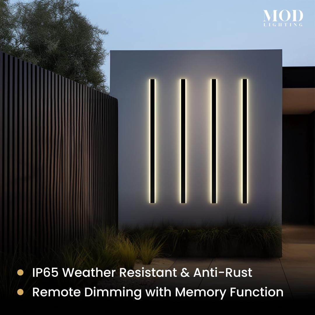 ?????? ???????????????? Haylen | Waterproof Outdoor Wall Light  Led Dimmable With Remote 3000K-6000K  Long Outdoor Porch Lights  Wired Lighting Fixture  Patio Exterior Wall Sconce  2-Pack (Black  59)